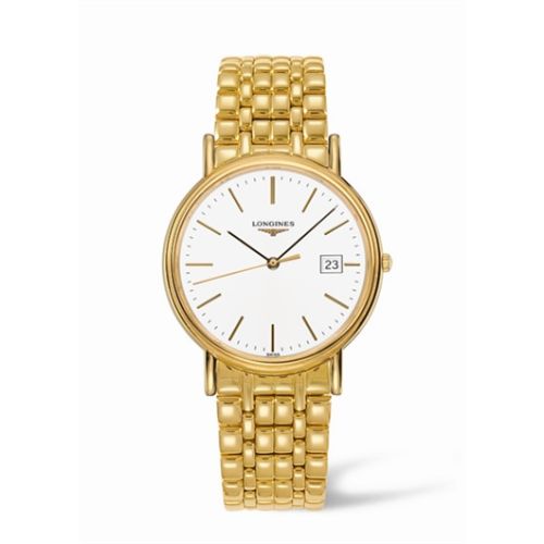Longines Presence 38.5 Quartz PVD Gold / White / Bracelet L4.790.2.12.8