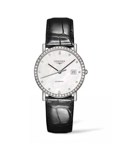 Longines Elegant Collection 34.5 Automatic Stainless Steel / Diamond / MOP / Strap L4.809.0.87.2