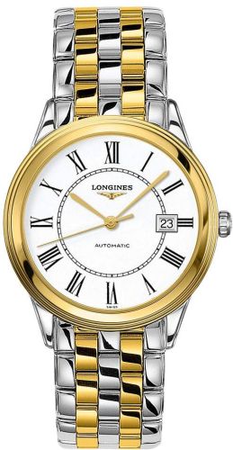Longines Flagship 38.5 Stainless Steel / Yellow Gold / White-Roman / Bracelet L4.874.3.21.7