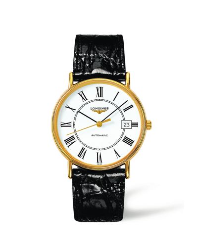Longines Presence 38.5 Automatic PVD Gold / White - Roman / Strap L4.921.2.11.2