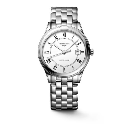 Longines Flagship 38.5 Automatic Stainless Steel / White - Roman / Bracelet L4.974.4.21.6