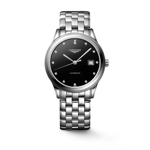 Longines Flagship 38.5 Automatic Stainless Steel / Black - Diamond / Bracelet L4.974.4.57.6