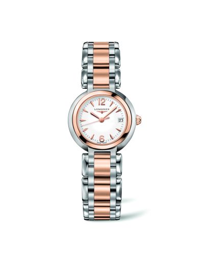 Longines PrimaLuna Quartz 26.5 Stainless Steel / Pink Gold / White / Bracelet L8.110.5.16.6