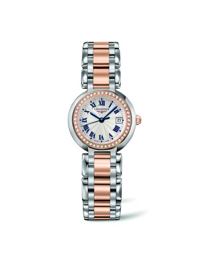 Longines PrimaLuna Quartz 26.5 Stainless Steel / Pink Gold / Diamond / Silver - Roman / Bracelet L8.110.5.79.6