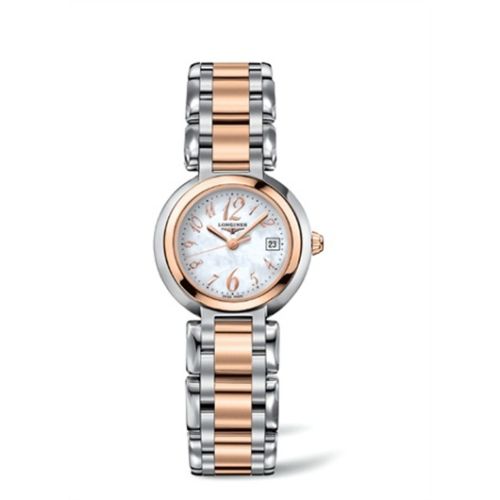 Longines PrimaLuna Quartz 26.5 Stainless Steel / Pink Gold / MOP - Arabic / Bracelet L8.110.5.83.6