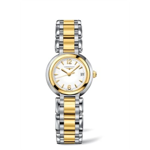 Longines PrimaLuna Quartz 26.5 Stainless Steel / Yellow Gold / White / Bracelet L8.110.5.90.6