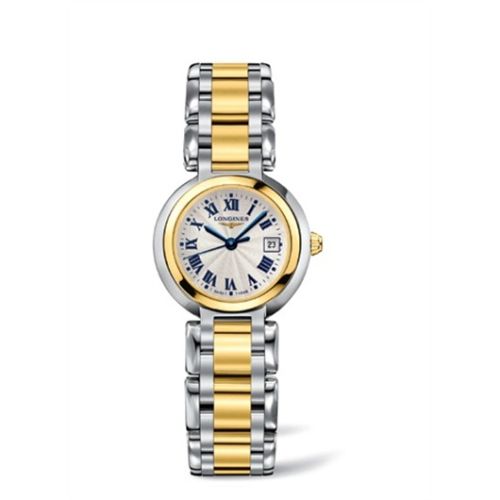 Longines PrimaLuna Quartz 26.5 Stainless Steel / Yellow Gold / Silver - Roman / Bracelet L8.110.5.91.6