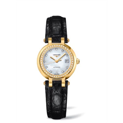 Longines PrimaLuna Automatic 26.5 Yellow Gold Diamond Leather MOP L8.111.7.87.2