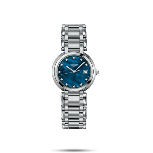 Longines PrimaLuna Quartz 30 Stainless Steel / Blue MOP / Bracelet L8.112.4.98.6