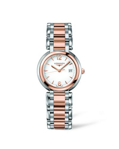 Longines PrimaLuna Quartz 30 Stainless Steel / Pink Gold / White / Bracelet L8.112.5.16.6