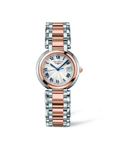 Longines PrimaLuna Quartz 30 Stainless Steel / Pink Gold / Silver - Roman / Bracelet L8.112.5.78.6