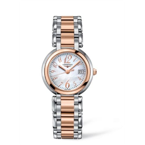 Longines PrimaLuna Quartz 30 Stainless Steel / Pink Gold / MOP - Arabic / Bracelet L8.112.5.83.6