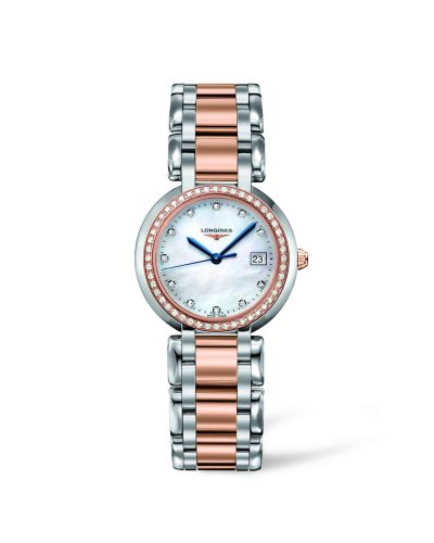 Longines PrimaLuna Quartz 30 Stainless Steel / Pink Gold / Diamond / MOP / Bracelet L8.112.5.89.6