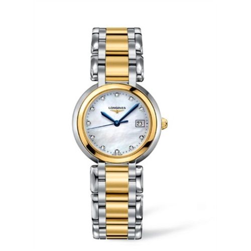 Longines PrimaLuna Quartz 30 Stainless Steel / Yellow Gold / MOP / Bracelet L8.112.5.93.6