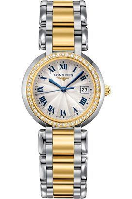Longines PrimaLuna Quartz 30 Stainless Steel / Yellow Gold / Diamond / Silver - Roman / Bracelet L8.112.5.95.6