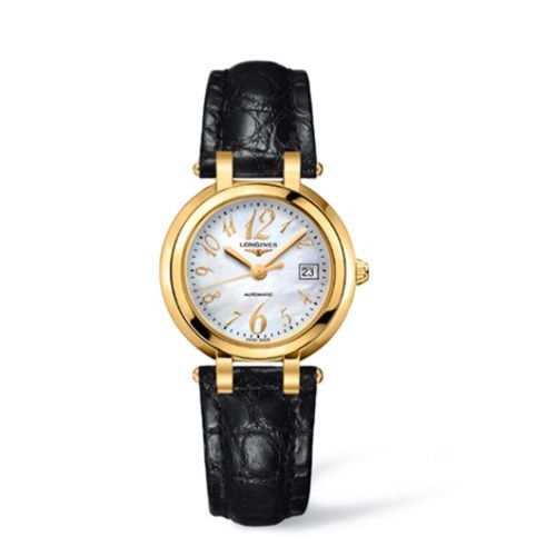 Longines PrimaLuna Automatic 30 Yellow Gold Leather Funky MOP L8.113.6.83.2
