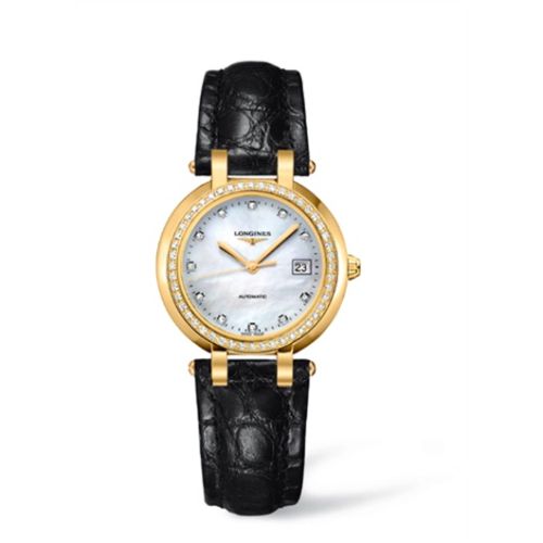 Longines PrimaLuna Automatic 30 Yellow Gold Diamond Leather MOP L8.113.7.87.2