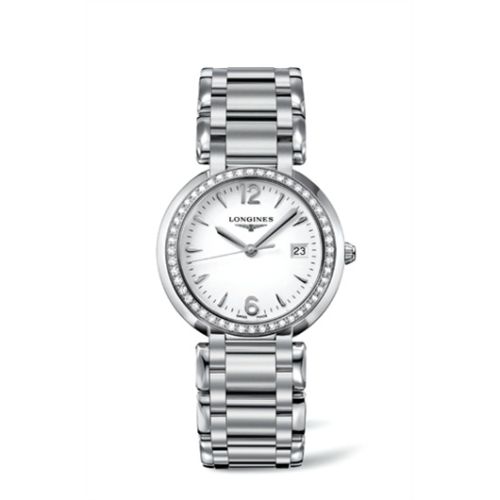 Longines PrimaLuna Quartz 34 Stainless Steel / Diamond / White / Bracelet L8.114.0.16.6