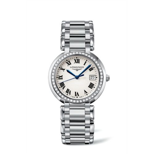 Longines PrimaLuna Quartz 34 Stainless Steel / Diamond / Silver - Roman / Bracelet L8.114.0.71.6