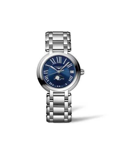 Longines PrimaLuna 30.5 Quartz Moonphase Stainless Steel / Blue - Roman / Bracelet L8.115.4.91.6