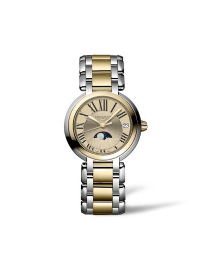 Longines PrimaLuna 30.5 Quartz Moonphase Stainless Stee - Yellow Gold / Gilt - Roman / Bracelet L8.115.5.31.7