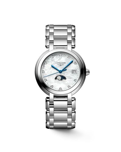 Longines PrimaLuna 34 Quartz Moonphase Stainless Steel / MOP / Bracelet L8.116.4.87.6
