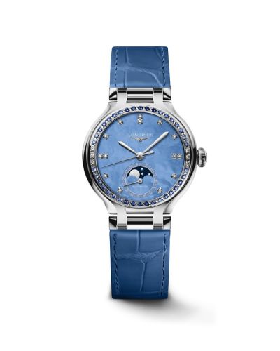 Longines PrimaLuna 34 Automatic Moonphase Stainless Steel / Blue MOP L8.126.0.97.2
