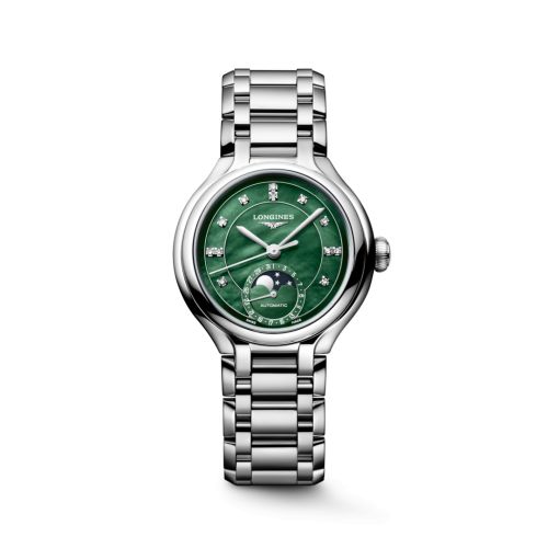 Longines PrimaLuna 34 Automatic Moonphase Stainless Steel / Green MOP L8.126.4.07.6