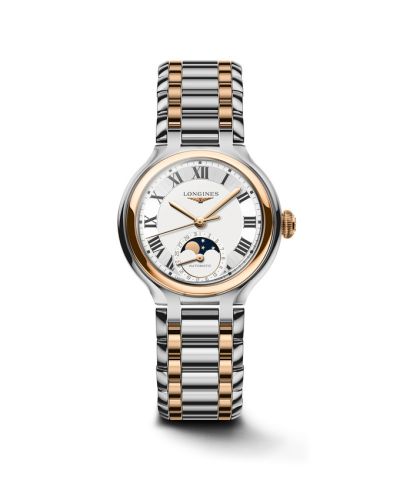Longines PrimaLuna 34 Automatic Moonphase Stainless Steel - Pink Gold / Silver - Roman / Bracelet L8.126.5.71.7