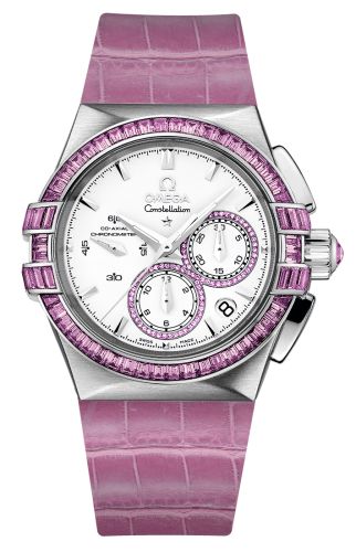Omega Constellation Co-Axial 35 Chronograph Double Eagle White Gold / Silver / Pink Alligator 121.58.35.50.54.003