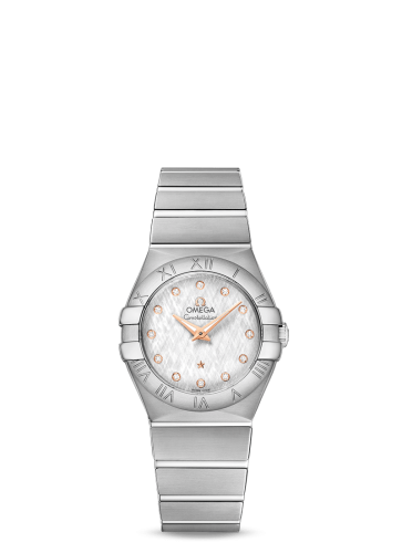 Omega Constellation Quartz 27 Brushed Stainless Steel / Silver Silk 123.10.27.60.52.001