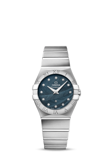 Omega Constellation Quartz 27 Brushed Stainless Steel / Blue Feather 123.10.27.60.53.001
