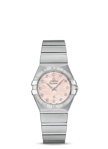 Omega Constellation Quartz 27 Brushed Stainless Steel / Pink / MOP 123.10.27.60.57.002