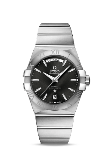Omega Constellation Co-Axial 38 Day-Date Stainless Steel / Black 123.10.38.22.01.001
