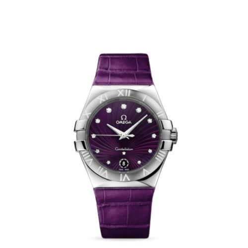 Omega Constellation Quartz 35 Stainless Steel / Purple Supernova / Alligator 123.13.35.60.60.001