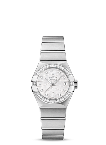 Omega Constellation Co-Axial 27 Brushed Stainless Steel / Diamond / Wavy MOP 123.15.27.20.55.002