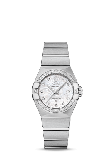 Omega Constellation Co-Axial 27 Brushed Stainless Steel / Diamond / White MOP 123.15.27.20.55.003