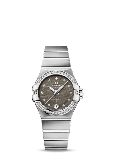Omega Constellation Co-Axial 27 Brushed Stainless Steel / Diamond / Grey Feather 123.15.27.20.56.001
