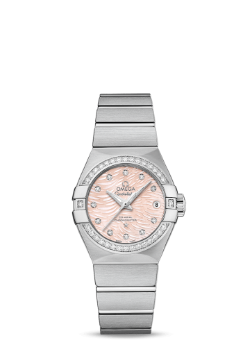 Omega Constellation Co-Axial 27 Brushed Stainless Steel / Diamond / Pink MOP 123.15.27.20.57.002