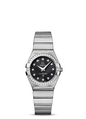 Omega Constellation Quartz 27 Brushed Stainless Steel / Diamond / Black Supernova 123.15.27.60.51.001