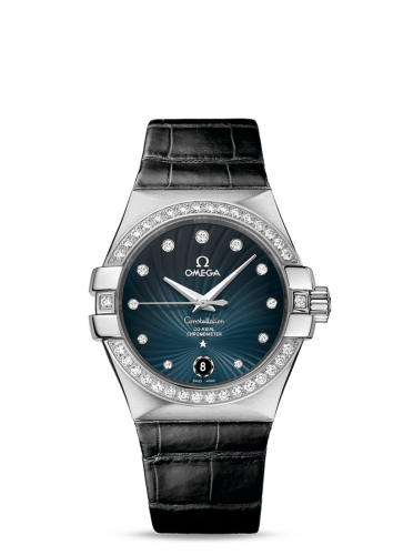 Omega Constellation Co-Axial 35 Stainless Steel / Diamond / Blue Supernova / Alligator 123.18.35.20.56.001