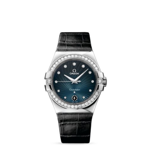 Omega Constellation Quartz 35 Stainless Steel / Diamond / Grey Supernova / Alligator 123.18.35.60.56.001