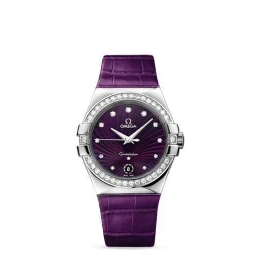 Omega Constellation Quartz 35 Stainless Steel / Diamond / Purple Supernova / Alligator 123.18.35.60.60.001
