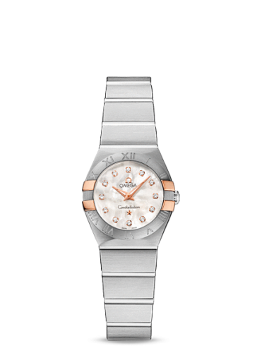 Omega Constellation Quartz 24 Brushed Stainless Steel / Red Gold Claws / Diamond MOP 123.20.24.60.55.005