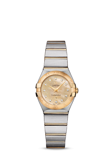 Omega Constellation Quartz 24 Brushed Stainless Steel / Yellow Gold / Champagne MOP 123.20.24.60.57.001
