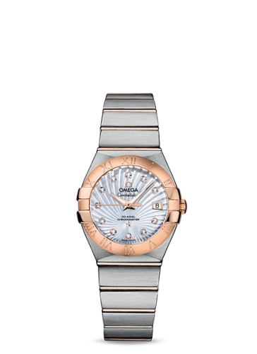 Omega Constellation Co-Axial 27 Brushed Stainless Steel / Red Gold / MOP Supernova 123.20.27.20.55.001