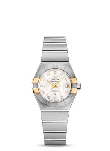 Omega Constellation Co-Axial 27 Brushed Stainless Steel / Yellow Gold Claws / MOP 123.20.27.20.55.005