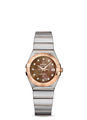 Omega Constellation Co-Axial 27 Brushed Stainless Steel / Red Gold / Brown MOP 123.20.27.20.57.001