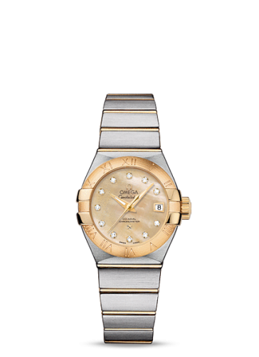Omega Constellation Co-Axial 27 Brushed Stainless Steel / Yellow Gold / Champagne MOP 123.20.27.20.57.002