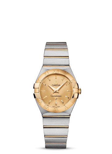 Omega Constellation Quartz 27 Brushed Stainless Steel / Yellow Gold / Champagne 123.20.27.60.08.001